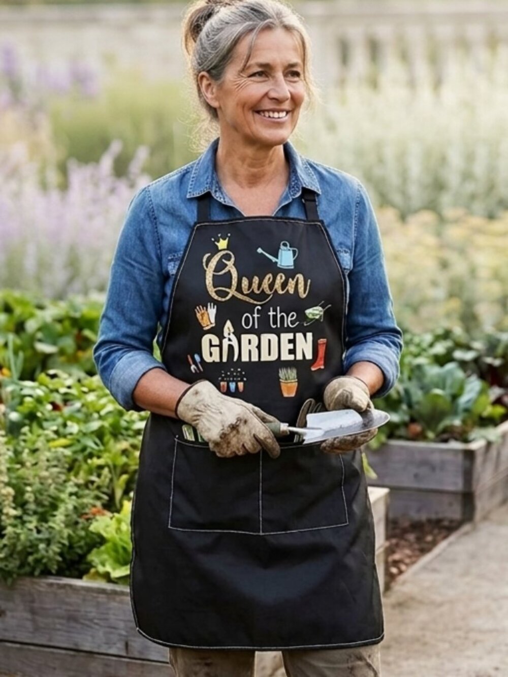 Queen of the Garden Apron Pockets for Garden Tools Black
